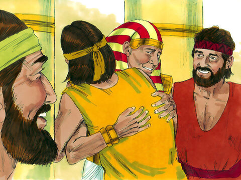 Apoi l-a îmbrăţişat pe fratele său, Beniamin, şi a plâns. Iosif i-a sărutat pe toţi fraţii săi şi a plâns pe umerii lor – Imagine 17