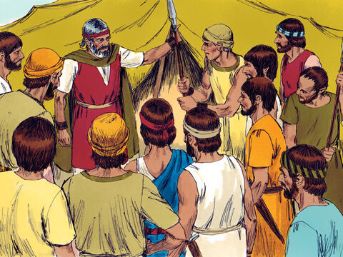 Moise i-a spus unui conducător tânăr şi puternic, numit Iosua să aleagă oameni pentru bătălie şi în următoarea zi să lupte împotriva lui Amalec. – Imagine 2