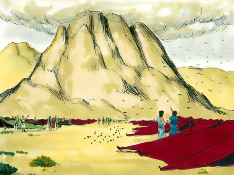 După ce duşmanii lor au fost învinşi, Dumnezeu a condus poporul la muntele Sinai, unde şiau întins o tabără. – Imagine 14