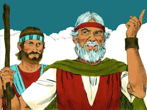 La jumătatea drumului Moise l-a întâlnit pe Iosua, care îl aştepta. – Se pare că este o bătălie în tabără, – spunea Iosua. – Acesta nu este nici sunetul victoriei, nici sunetul înfrângerii, – răspunse Moise. – Este glasul cântării. – Imagine 13