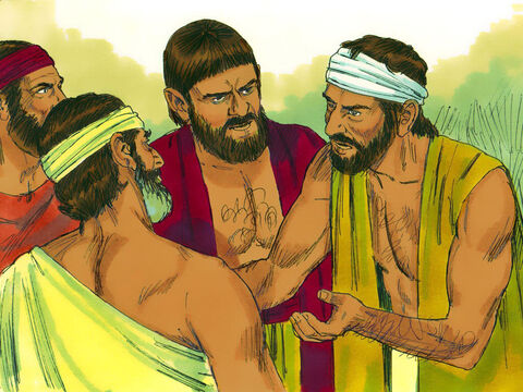 Conducătorii evrei s-au plâns în faţa lui Moise şi Aaron. – Să vă judece Domnul! Voi ne-aţi făcut urâţi lui Faraon, şi acum viaţa noastră este în pericol. – Imagine 6