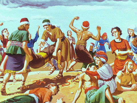 Mulţi dintre izraeliţi erau pe moarte din cauza muşcăturilor mortale. – Imagine 24