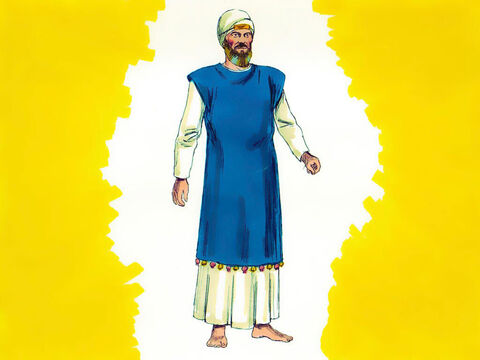 Exodul 39 Pentru preoţi s-au făcut nişte haine din pânză albă. Pentru Marele Preot s-au făcut nişte haine speciale. Aceasta avea o robă albastră fără mâneci. – Imagine 24