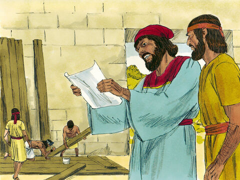 Au trimis acelaşi mesaj de trei ori, dar Neemia a refuzat să părăsească Ierusalimul. Apoi i-au   trimis o scrisoare, acuzându-l că plănuieşte să se revolte împotriva Împăratului mezilor şi ai perşilor.<br/>– Nu este adevărat!, răspunse Neemia.<br/>Apoi s-a rugat la Dumnezeu:<br/>– Întăreşte-mi braţele! – Imagine 18