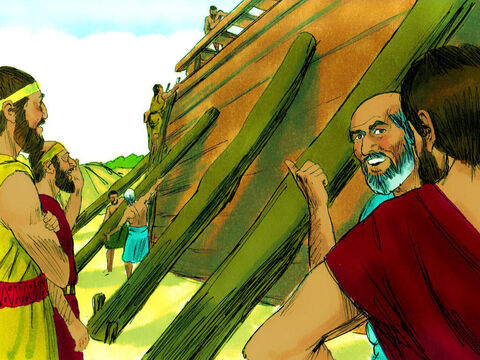 Oamenii răi au început să se gândească, oare ce fac Noe şi fii săi? – Imagine 7