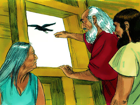 După 40 de zile Noe a trimis un corb, dar acela nu a găsit nici un loc unde să se aşeze. – Imagine 15