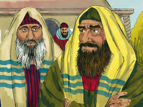 Muţi au venit în Ierusalim pentru a sărbători Paştele. Printre ei se aflau şi cei care plănuiau să Îl aresteze pe Isus. Şi aceştia i s-au alăturat celor care Îl ascultau pe Isus în curtea Templului. – Imagine 1