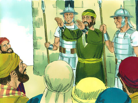Când urma să fie băgat în fort, comandantul l-a întrebat: – Nu eşti tu egipteanul care, cu câtva timp în urmă, a pornit o răscoală şi a dus în pustie patru mii de răsculaţi? – Nu, – i-a răspuns Pavel. – Eu sunt iudeu, cetăţean din Tarsul Ciliciei. Dă-mi voie, te rog, să vorbesc poporului! Comandantul i-a dat voie, şi poporul s-a liniştit. – Imagine 7