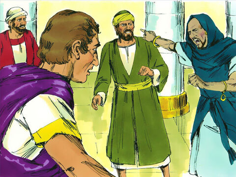 Era acolo un vrăjitor iudeu, Bar-Isus (numit şi Elima), care le stătea împotrivă. Pavel, fiind plin de Duhul Sfânt, s-a uitat drept la Elima. – Imagine 16