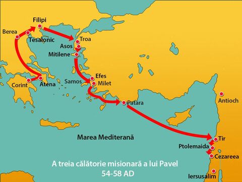 După Tir, următoarea staţie a fost Ptolemaida, unde au salutat fraţii creştini, şi au stat o zi înainte să se ducă în Cezareea. – Imagine 6