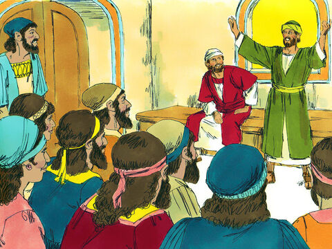 Pavel şi Barnaba au adunat biserica din Antiohia, şi le-au istorisit tot ce a făcut Dumnezeu prin ei, şi cum neamurile au devenit ucenicii lui Isus. Apoi au rămas mult timp în Antiohia, încurajând credincioşii. – Imagine 13