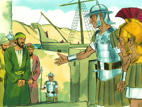 Când a venit vremea pentru Pavel să fie judecat la Roma, el şi alţi prizonieri au fost puşi în custodia unui centurion roman numit Iulius, căpitan al regimentului imperial. – Imagine 1