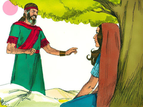 Boaz s-a dus la Rut. – Rămâi în ogorul meu cu femeile, care lucrează pentru mine, – i-a zis Boaz – I-am poruncit slugilor mele să nu se atingă de tine. Dacă ţi-e sete, du-te la vase şi bea din ce au pregătit bărbaţii. – Imagine 4