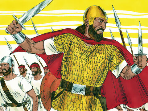 Saul avea 30 de ani când a devenit rege. A adunat o armată pentru a apăra israeliţii de la jefuitorii filisteni. Toţi cei puternici şi cei curajoşi erau adăugaţi la armata lui. – Imagine 1