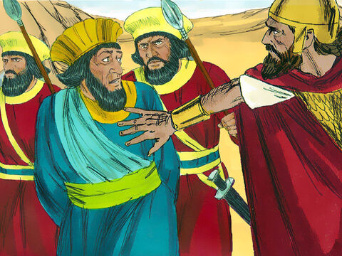 …numai Agag, regele amalekiţilor, cine a fost capturat. Însă Saul nu a urmat porunca lui Dumnezeu, şi l-a luat prizonier pe Agag. – Imagine 8