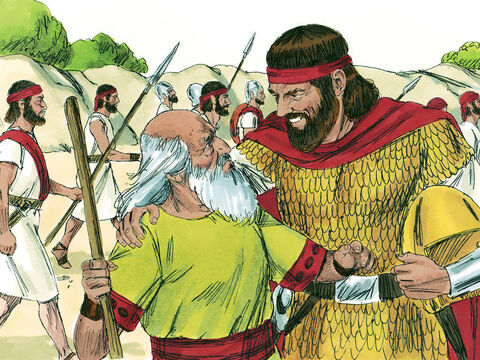Când Samuel l-a găsit pe Saul, regele i-a zis: – Am făcut aşa cum mia cerut Dumnezeu. Samuel a răspuns: – Atunci ce este acest behăit de oi, care ajunge în urechile mele? Şi ce este acest muget de vite pe care-l aud? – Imagine 13