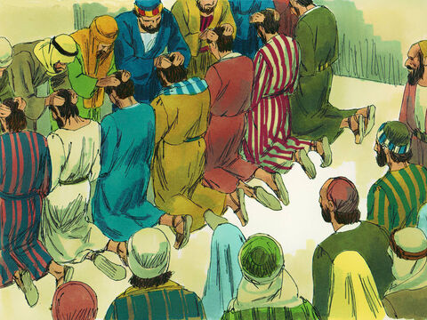 Astfel l-au ales pe Ştefan, un bărbat plin de credinţă şi de Duh Sfânt şi încă şase (Filip, Prohor, Nicanor, Timon, Parmena şi Nicolae). Apostolii şi-au pus mâinile peste ei, şi s-au rugat pentru ei. – Imagine 4