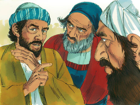 În secret, aceşti evrei au pus pe alţii să zică lucruri mincinoase, spunând: – Noi l-am auzit pe Ştefan spunând cuvinte de blasfemie împotriva lui Moise şi lui Dumnezeu. – Imagine 9