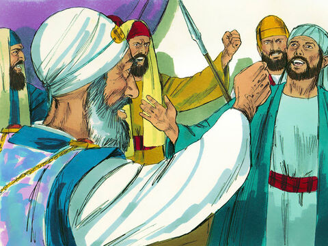 Ştefan a vorbit despre cum evreii au refuzat să-l asculte pe Moise şi pe profeţi, care au vestit că Dumnezeu va trimite un Mântuitor. Apoi ei L-au trădat şi L-au ucis pe Isus, Mântuitorul trimis de Dumnezeu. Conducătorii poporului s-au înfuriat într-atât încât au scrâşnit din dinţi. – Imagine 13