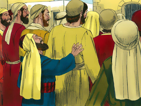 Zaheu căuta să vadă care este Isus, dar nu putea din cauza mulţimii. Era mic de statură, şi nu putea să vadă peste oamenii mai înalţi care îi stăteau în cale. – Imagine 3